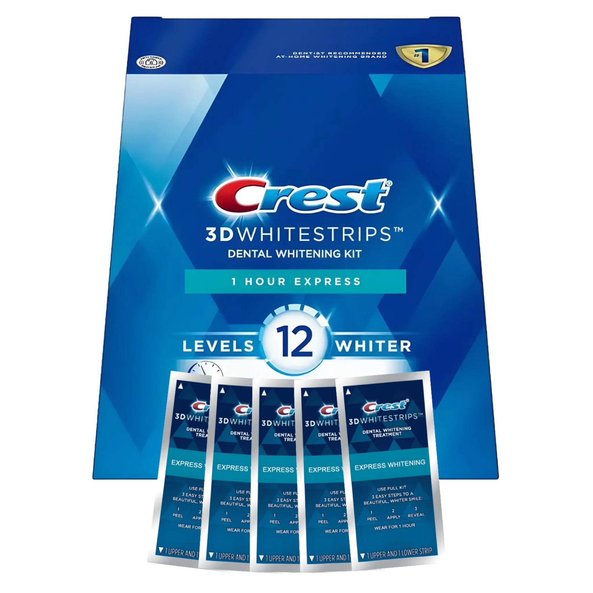 Crest 1 Hour Express 12 Levels Whiter Whitestrips (5 zacskó – 10 csík)