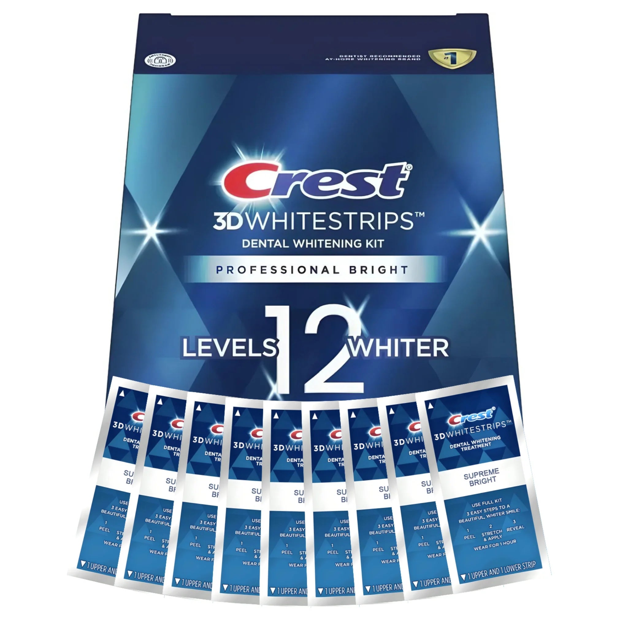 Crest 3D Whitestrips Professional Bright 12 Levels Whiter (9 zacskó – 18 csík)
