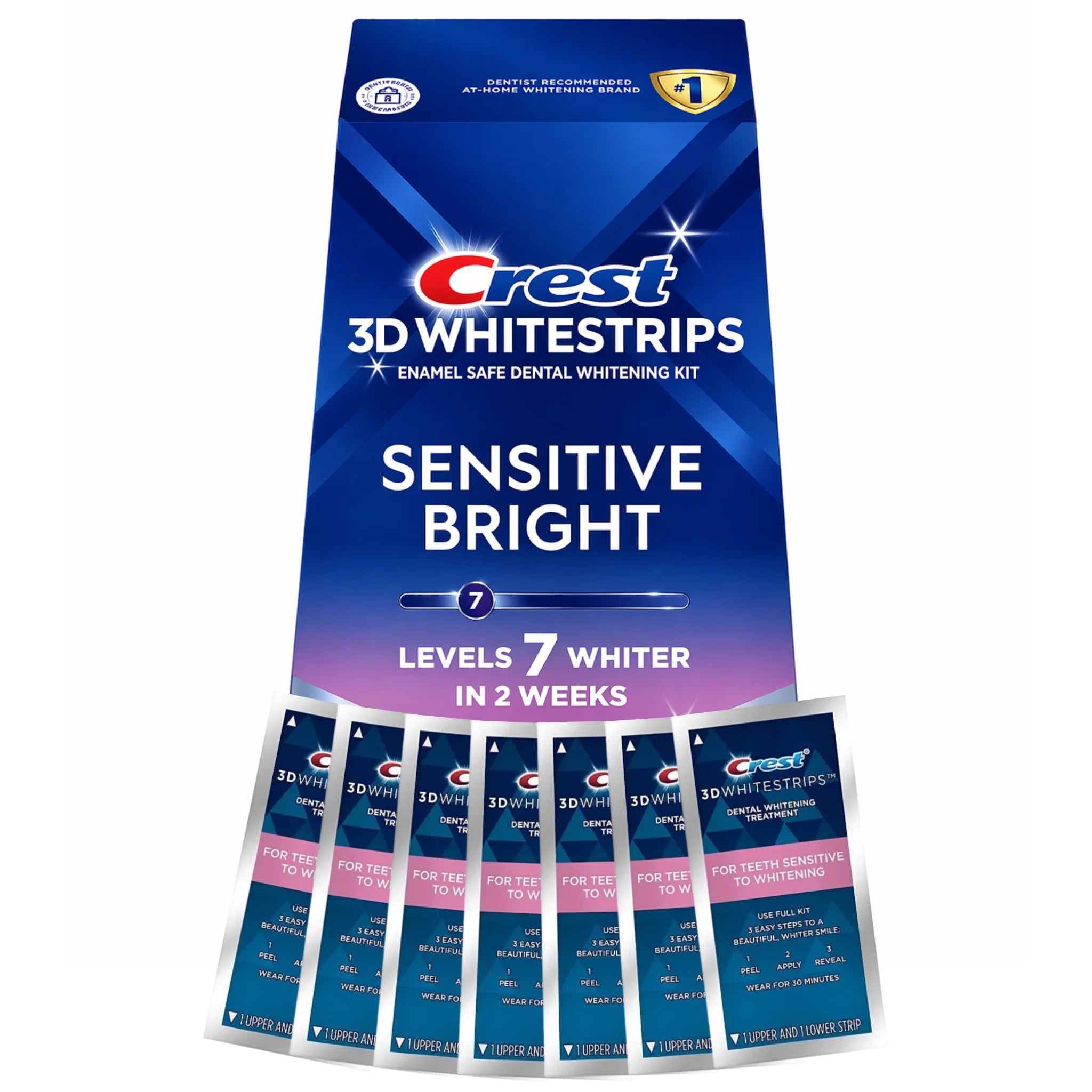 Crest Sensitive Bright 7 Levels Whiter Whitestrips (7 zacskó – 14 csík)
