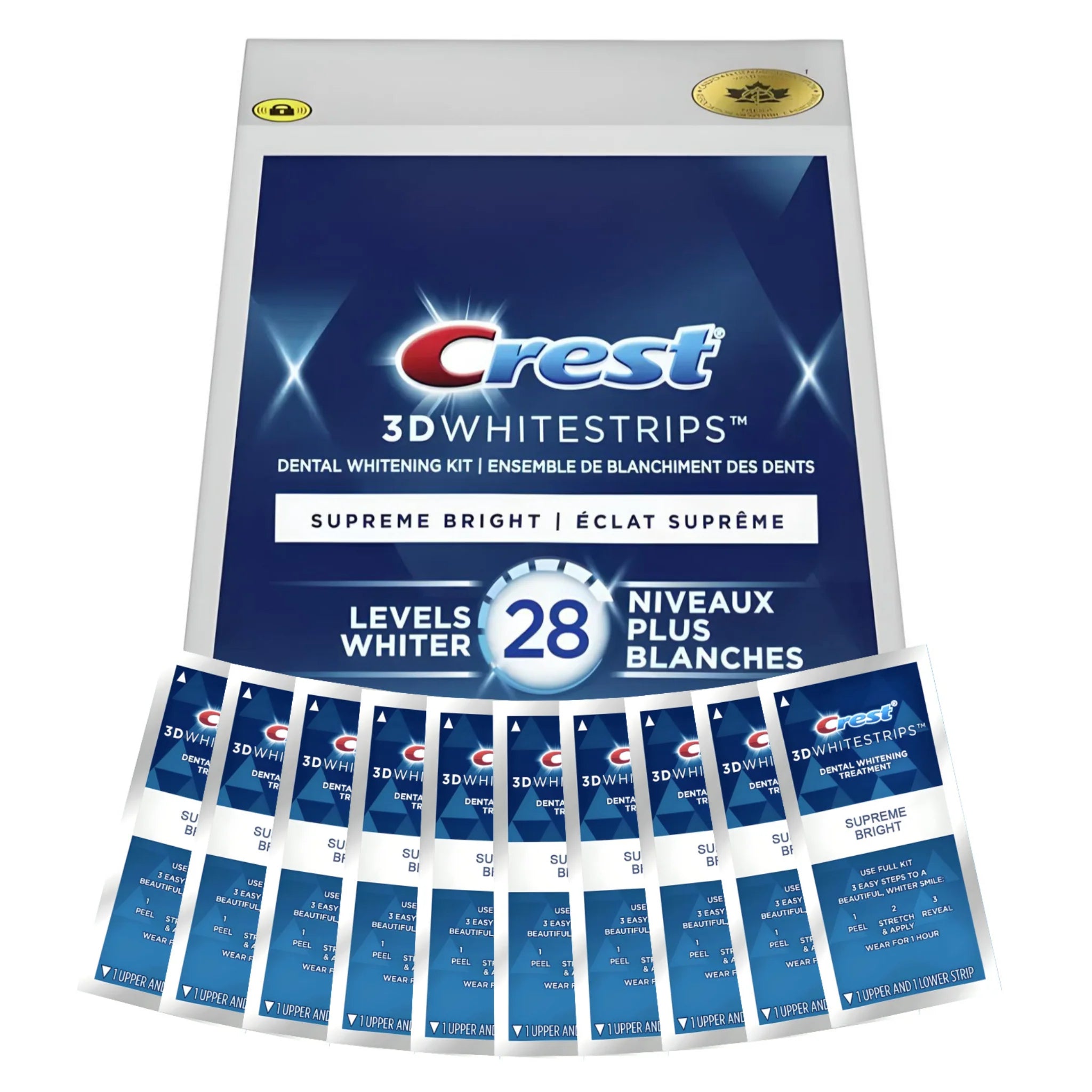 Crest Supreme Bright 28 Levels Whiter Whitestrips (10 zacskó – 20 csík)