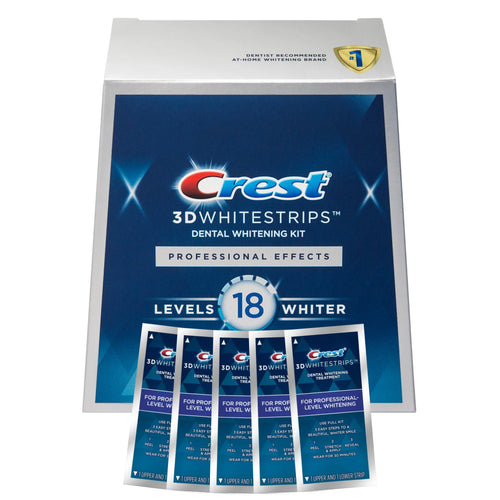 Fogfehérítő csíkok Crest 3D Professional Effects 18 Level Whitestrips (5 zacskó – 10 csík)
